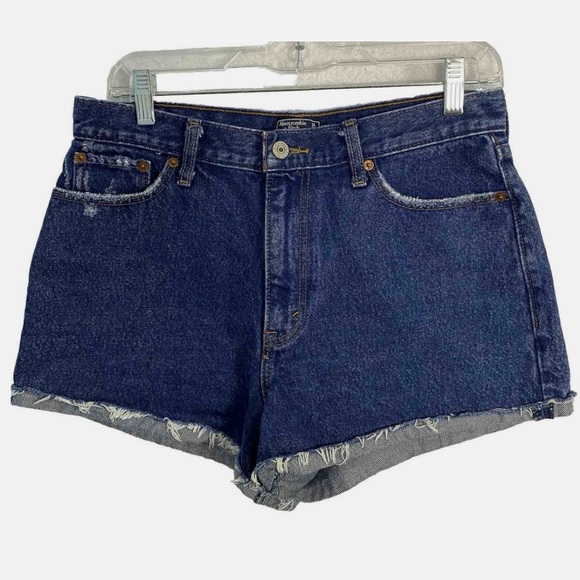 *NWOT* Abercrombie & Fitch / Annie High Rise Frayed Jean Shorts / Blue / 29 (8) - Picture 1 of 9